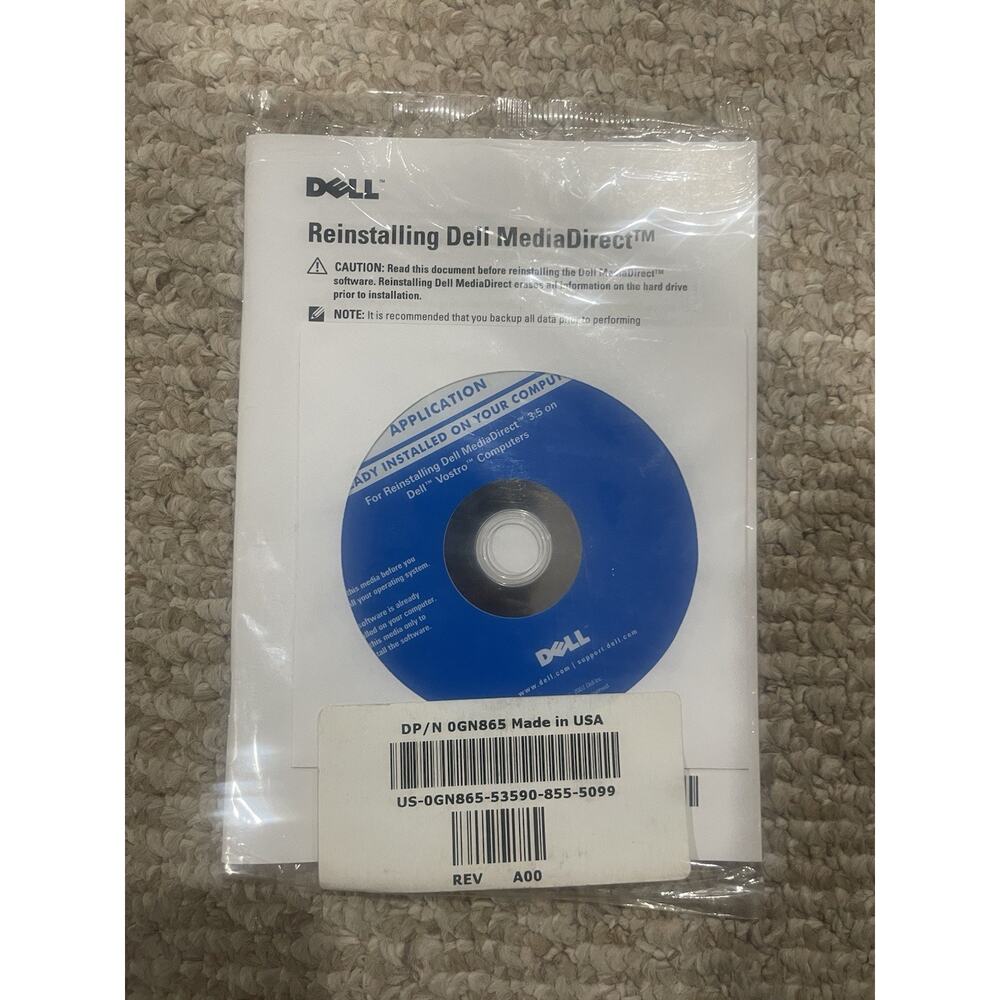 Dell MediaDirect 3.5 Reinstallation Disc Vostro OEM DP/N 0GN865 CD Rom